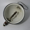 Vintage enamel gas lamp with handle - no glass