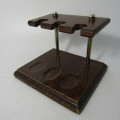 Vintage wooden smoking pipe stand for 3 pipes