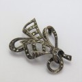 Vintage silver marcasite brooch - Marked PAM silver