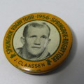 1956 Springbok Rugby tour Johannes Claassen tinnie badge