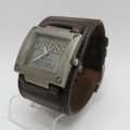 Guess Quartz mens watch with leather strap - W90025G1 - Working