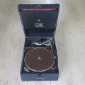 Vintage His Masters Voice Portable Gramophone - Case is well used - Gramophone is working