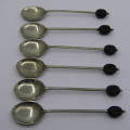 Vintage EPNS coffee bean spoons - x 6
