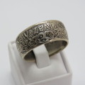 Mens ring made from New Zealand 1934 silver half crown - Size W 1/2
