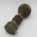 Vintage Fouriespruit Post Office brass wax stamp with wooden handle