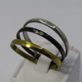 Triple band mens stainless steel ring set - size -1/13