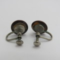 Pair of vintage costume jewellery screw on earrings