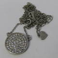 Sterling Silver necklace and pendant with clear stones - weighs 3.7g - 42cm