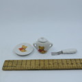 Mini Porcelain tea set - Missing spoon - Teddy bear design