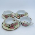 3 Vintage Japanese tinplate doll house cup and saucers with extra cup