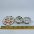 3 Vintage Japanese tinplate doll house cup and saucers with extra cup