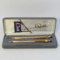Vintage Quill 1/2th 14kt gold filled pen and pencil set with standard bank logo