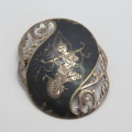Vintage sterling silver SIAM Niello brooch - Weighs 8,3 g