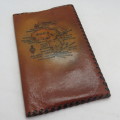 Vintage leather wallet with Africa map motif