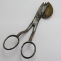 Antique wick trimming scissors with brass add on cup - Made by Miller Remsche