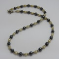 Vintage hematite bead necklace - Length 47 cm