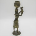 Ashanti bronze statue of lady with baby and pot on head - lost wax method used