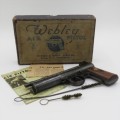 Antique Webley Mark 1 Air Pistol in original box with cleaners and paperwork - Excellent