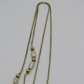 14kt gold chain with 4 pearls - Length 80 cm - Weight 6,7 g