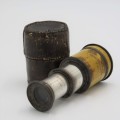 Antique regency 2 draw monocular spyglass - Novelty pocket telescope in original leather case