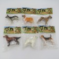 Vintage set of 6 collectible plastic dogs
