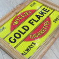 Antique Gold Flake Wills`s Cigarettes enaml sign in wooden frame - Sizes in description