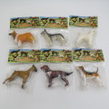 Vintage set of 6 collectible plastic dogs