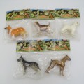 Vintage set of 5 collectible plastic dogs