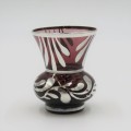 Vintage Cranberry glass vase with silver overlay