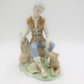 Vintage Tengra Spanish porcelain man with dog figurine