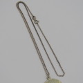 Sterling silver necklace and pendant with very small diamond - Weighs 2,1 grams - Length 46 cm