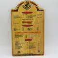 Vintage Tallahassee Spur Somerset Mall wooden drinks menu - Glass of wine R3,45