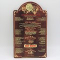 Vintage Silver Creek Spur Durbanville wooden menu - Spur Burger R11,95