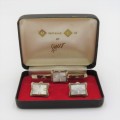 Pair of vintage cufflinks with mother of pearl with tie clip
