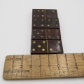 Set of vintage wooden dominoes with brass inlays - Missing 1 brick (Double six)