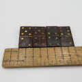 Set of vintage wooden dominoes with brass inlays - Missing 1 brick (Double six)