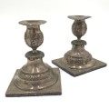 Pair of Russian silver candle holders - weighs 970 grams
