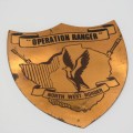 Rhodesia Operation Ranger North West Border copper plaque