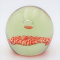 Vintage handmade glass paperweight with bubble