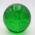Handmade Green Bubbles glass paperweight