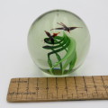 Vintage Lampwork handmade glass paperweight with birds