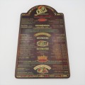 Vintage Apache Spur Cape Town wooden menu