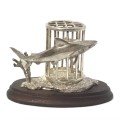 Sterling silver shark cage diving sculpture - By Stuart Benade