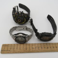 Lot of 3 mens digital watches with some faults - Working