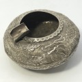 Vintage Malaysian silver ashtray with footpiece for matchbox booklet - Weighs 49grams