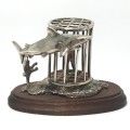Sterling Silver Shark Cage diving sculpture by Stuart Benade