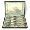 Set of 6 pickle forks with Dutch Silver handles in box