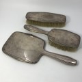 Dutch Silver plated set of 3 - Mirror and 2 Brushes - Sola 90