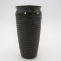 Vintage Ebony wooden vase with inlays