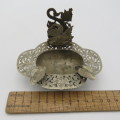Vintage silverplated ashtray with matchbox holder with pixie motif